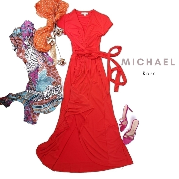 Michael Kors Orange Maxi Dress Sz 6 - Picture 1 of 15